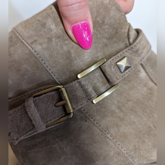 Blake Scott Beige Suede Slouch Boots with Heel 9.5 - Picture 7 of 11